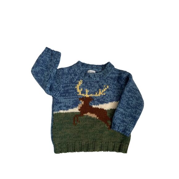 Baby Gap Wool Knit Reindeer Christmas Sweater 12-18mo - Picture 1 of 3
